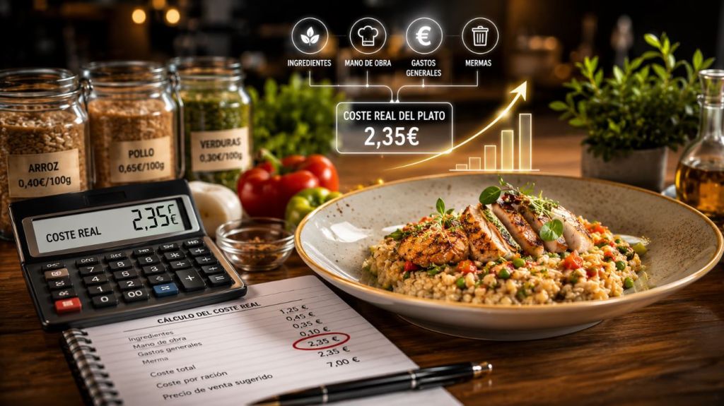 Cómo calcular el coste real de un plato paso a paso con escandallo, cálculo de ingredientes, mermas, food cost y precio de venta