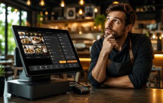 Cómo elegir un TPV para restaurantes propietario analizando un sistema TPV con pantalla táctil en un restaurante